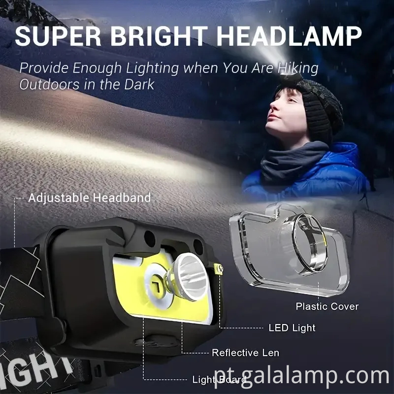 Luz de acampamento recarregável com sensor de movimento com opções de luz branca/vermelha/verde